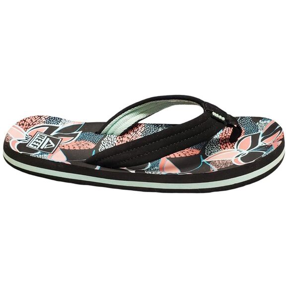 Reef AHI Flip Flop Sandals Womens Size 6/7 Multicolor Floral‎ Comfort Slip On - Picture 1 of 12